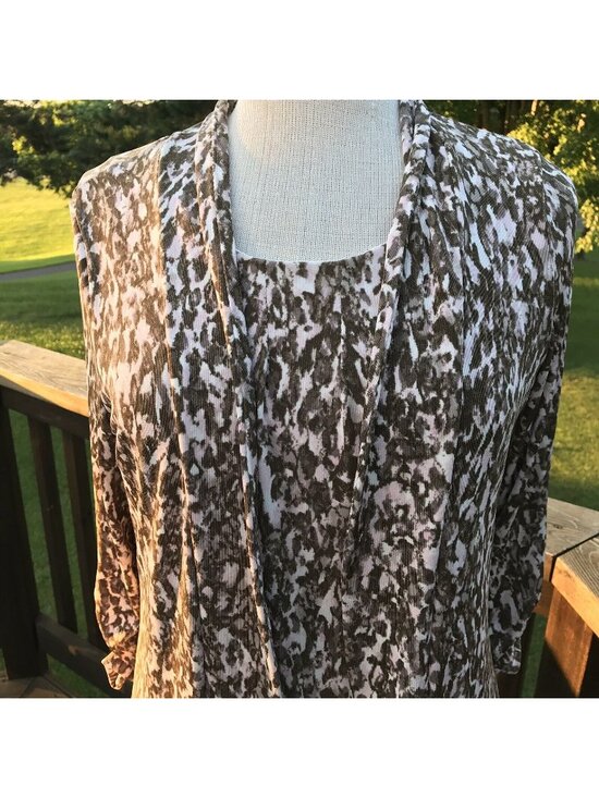 Chico's Sweaters - Chico's Easywear Twin 2 PC Set Jacket Size 0/1 Shell Slinky Leopard Brown Pink